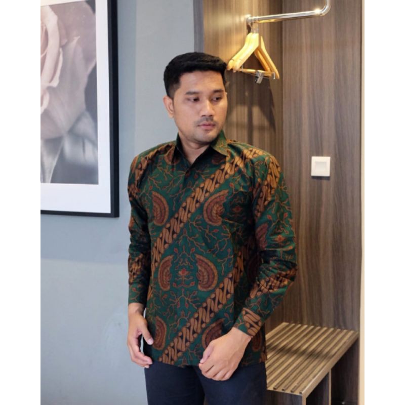 KEMEJA BATIK PREMIUM BATIK LENGAN PANJANG PARAMARTA KATUN HALUS LAPIS FURING A114