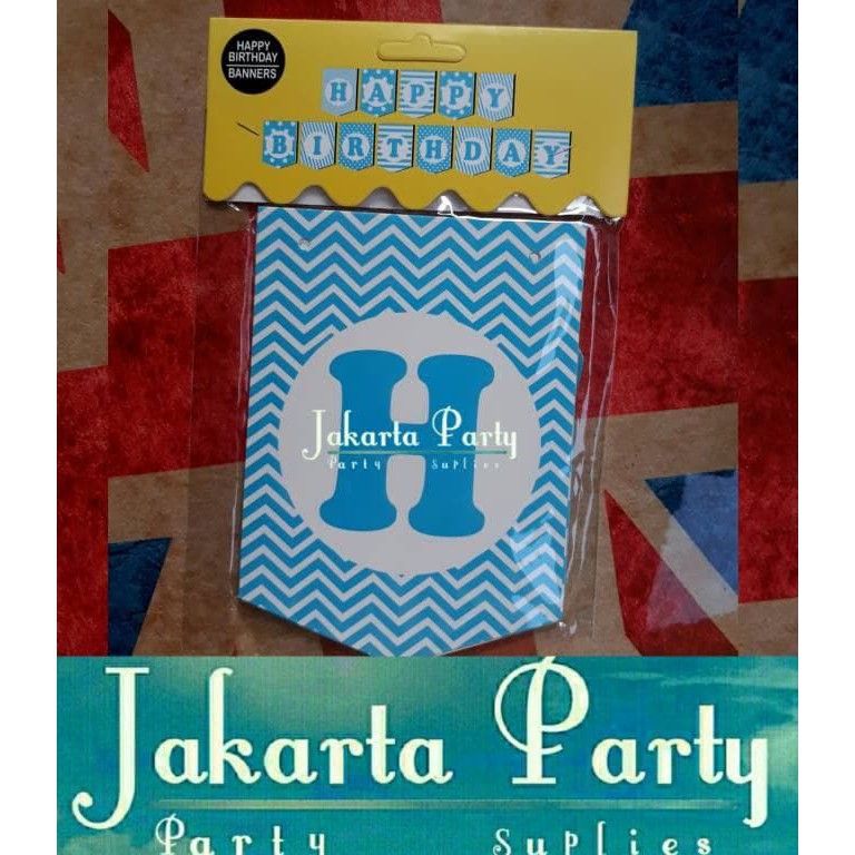 Banner Happy Birthday Biru Mix / Bunting Flag / Party Flag / Banner