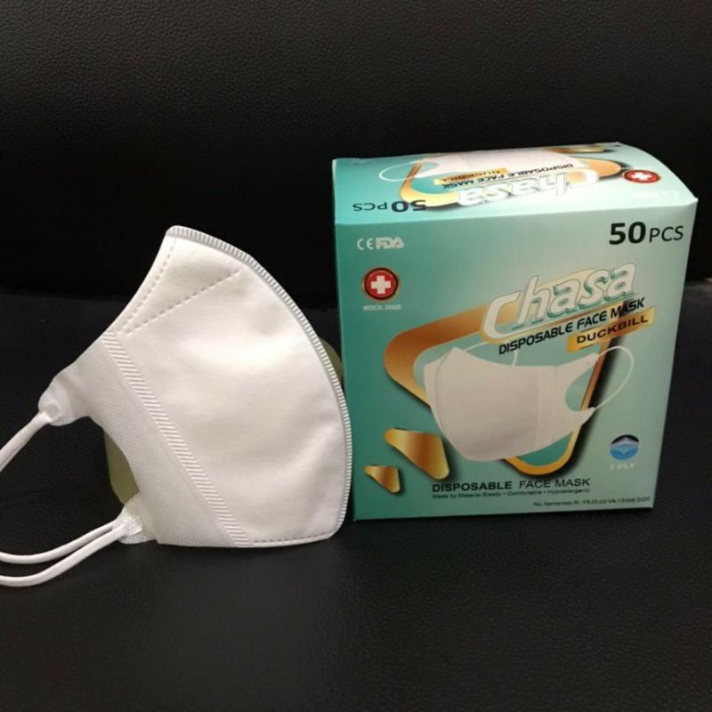 Masker Duckbill 3 Ply -- Hitam Putih -- Disposable Face Mask