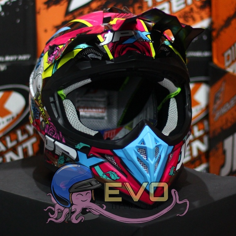 HELM JPX CROSS_FOX1 SERI X28 - SUPER BLACK + GOOGLE SNAIL (ONGKIR 2 KG) HELM JPX X28 MOTIF MERPATI ROSE JPX UNGU MAGENTA ORIGINAL HELM CROSS JPK JPX TRAIL ADVENTURE HELEM JPX HELM JPX TERBARU