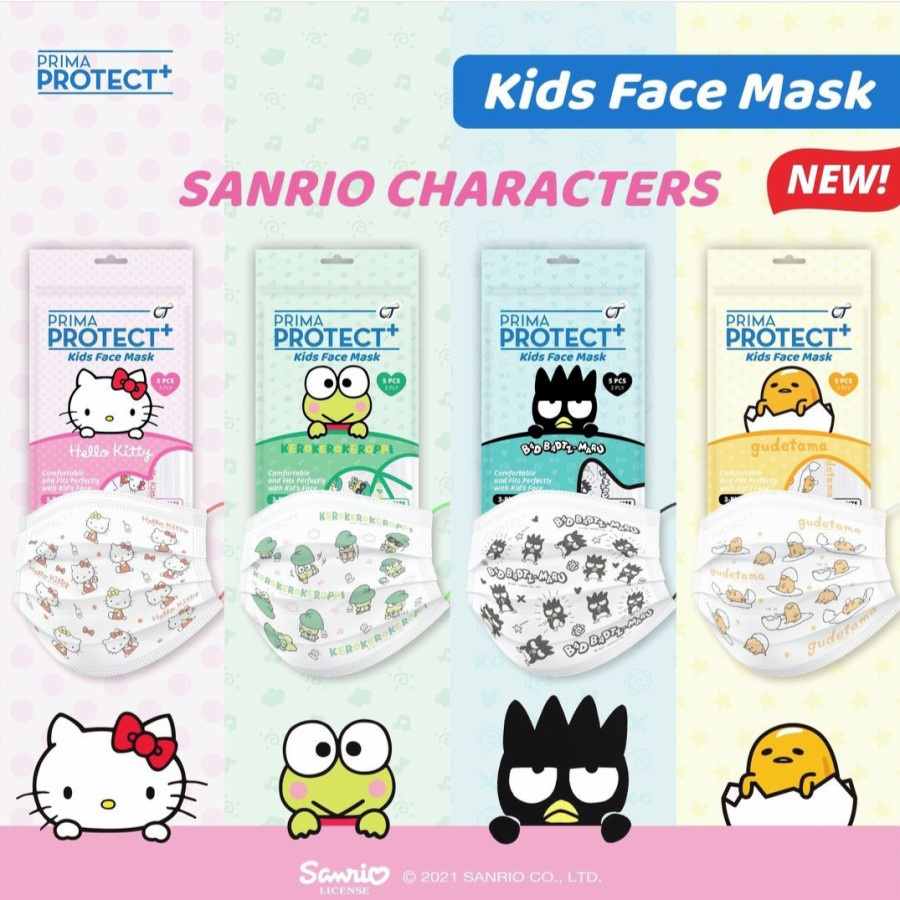 Masker anak prima protect sanrio sachet ((isi 5 pcs)