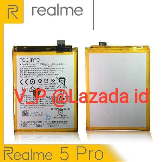 REALME 5 PRO RMX1971 - Baterai Battery Batre Batrei Batere Real Me 5Pro ORIGINAL 100% Model BLP731 BLP-731 BLP 731 ORI