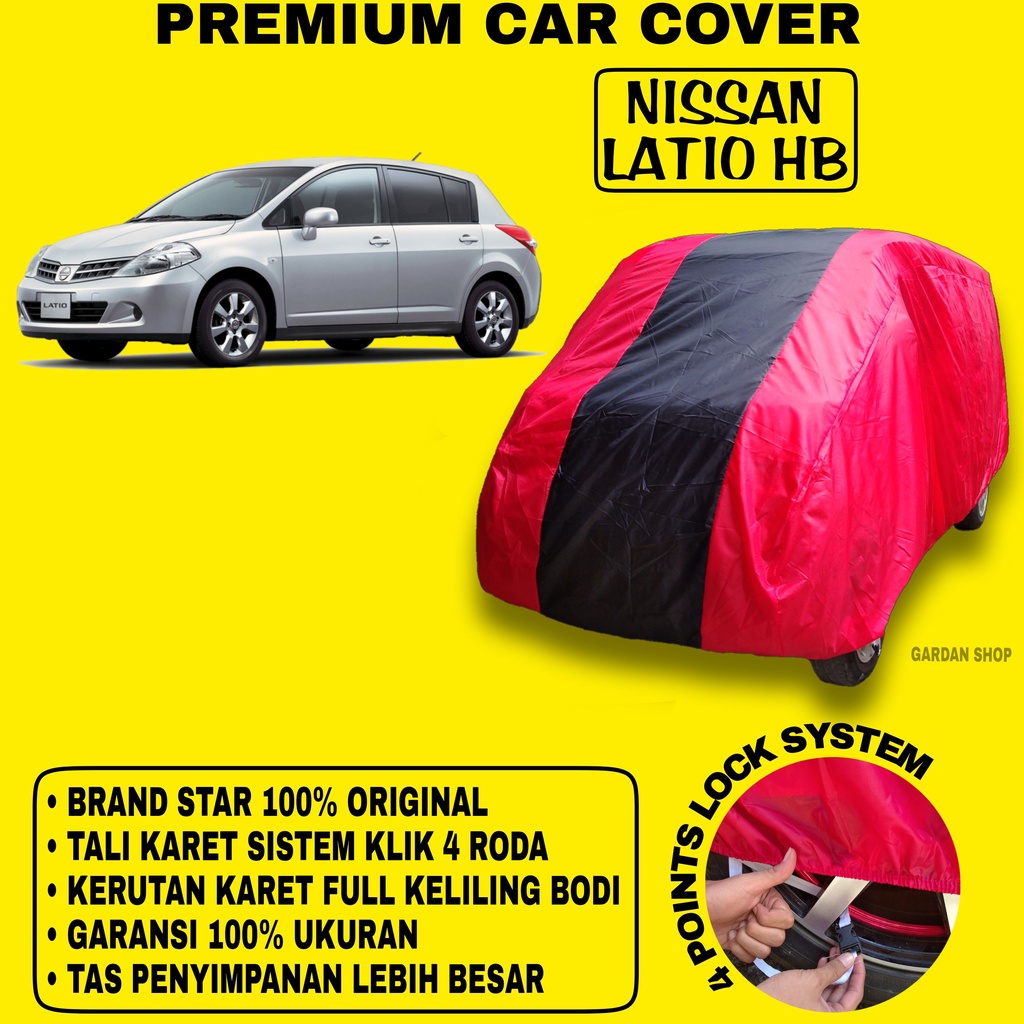 Body Cover NISSAN LATIO HB MERAH HITAM Penutup Bodi Mobil Nissan Latio Hb Waterproof PREMIUM