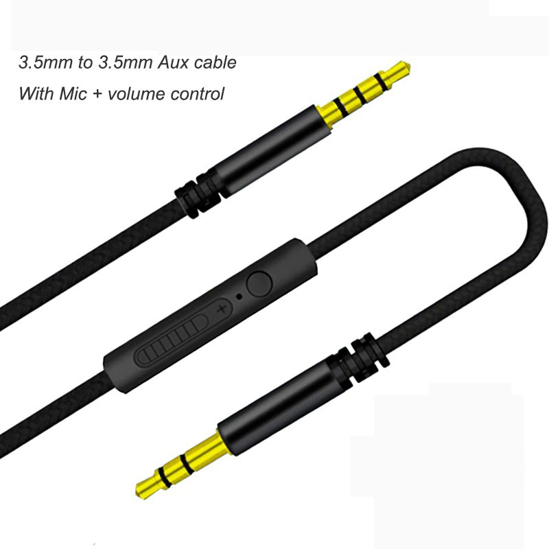 Kabel AUX Audio Jek 3.5mm M-M TRRS garis 3 to TRS garis 2 Volume Ctrl