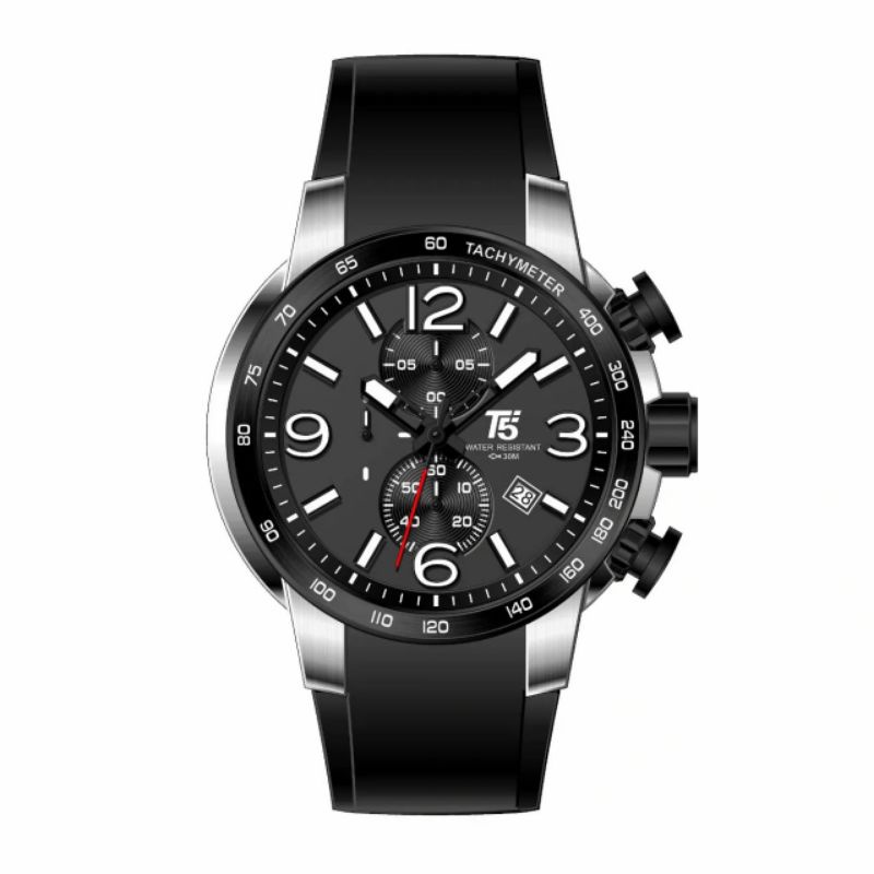 Jam Tangan Pria T5 H3450 Chronograp Tali Rubber Original