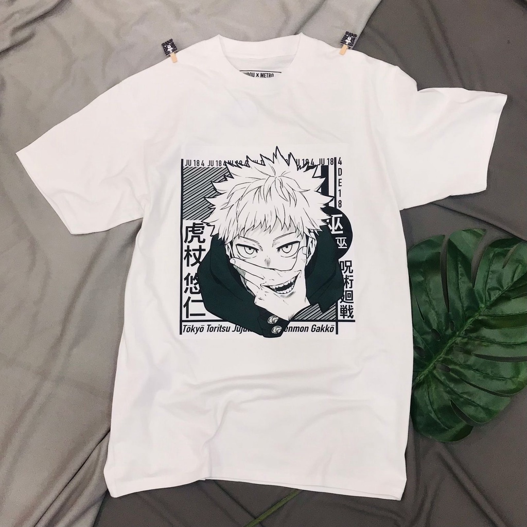 Tshirt Streetwear Itadori Yuji White Anime Manga Jujutsu Kaisen Unisex