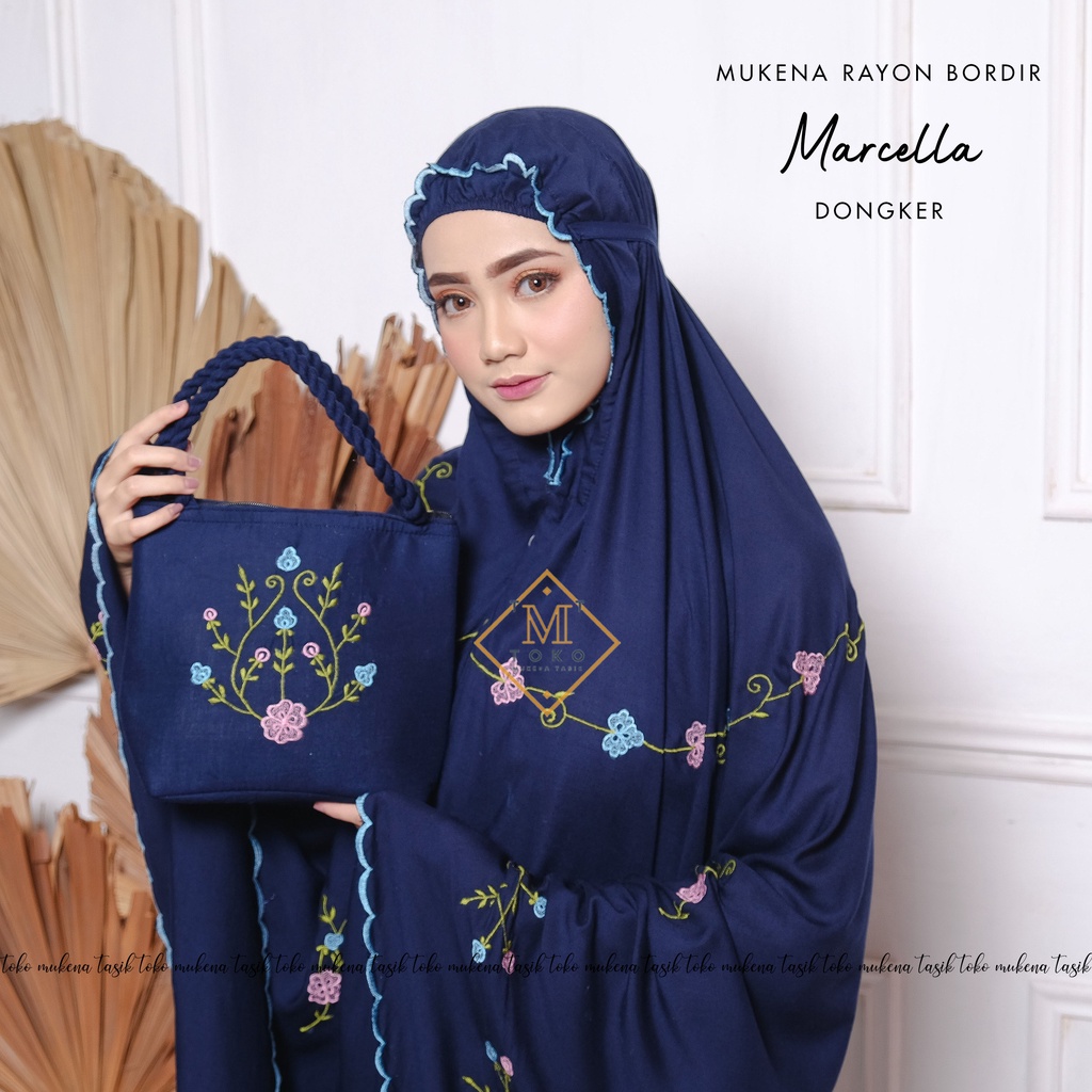 TOKO MUKENA TASIK - MUKENA RAYON DEWASA BORDIR MANUAL MARCELLA