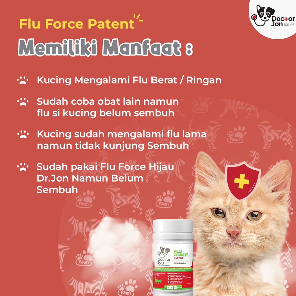 Vitamin Kucing Gangguan Imunitas Anti Flu, Batuk, Pilek Formula Khusus / Doctor Jon Flu Force Patent