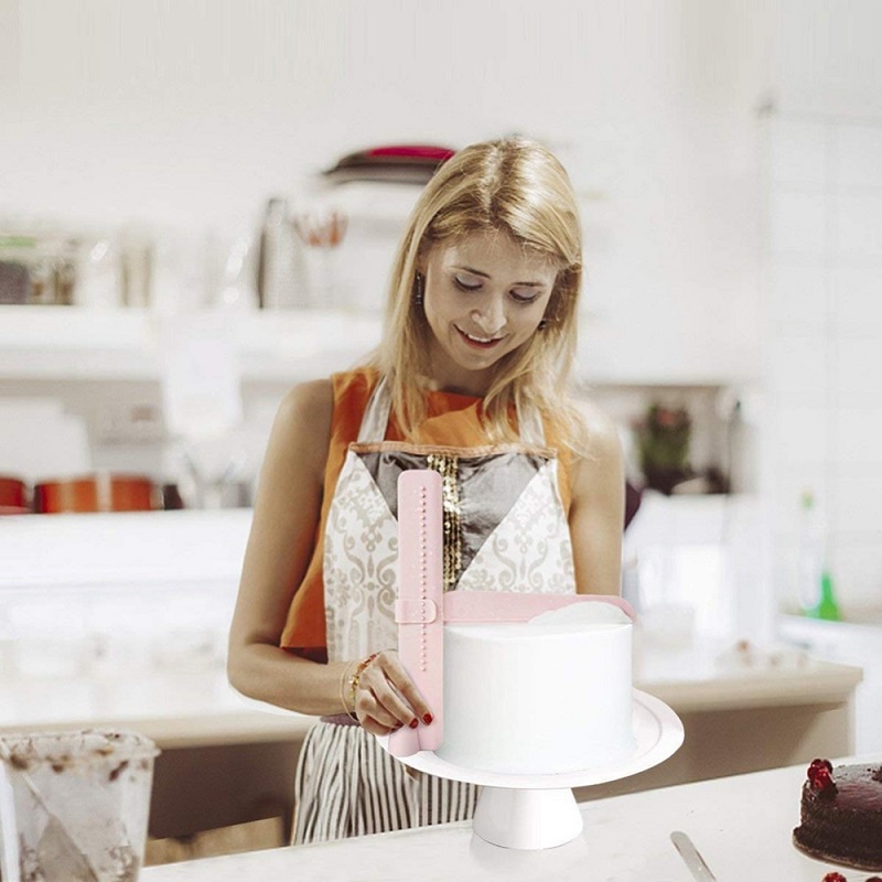 Kue Pengikis Halus Adjustable Fondant Spatula Kue Tepi Halus Cream Meratakan Perangkat DIY Baking Alat Kue Kue Spatula