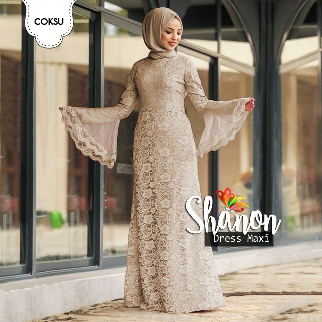 MAXI SHANON BRUKAT CANTIK / GAMIS SHANON BRUKAT / MAXI BRUKAT WANITA / GAMIS BRUKAT MURAH / BAJU BRU