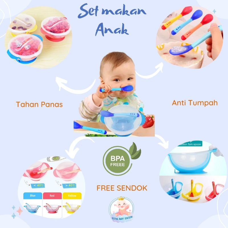 Mangkok Bayi Anti Tumpah Serbaguna Dengan Sendok