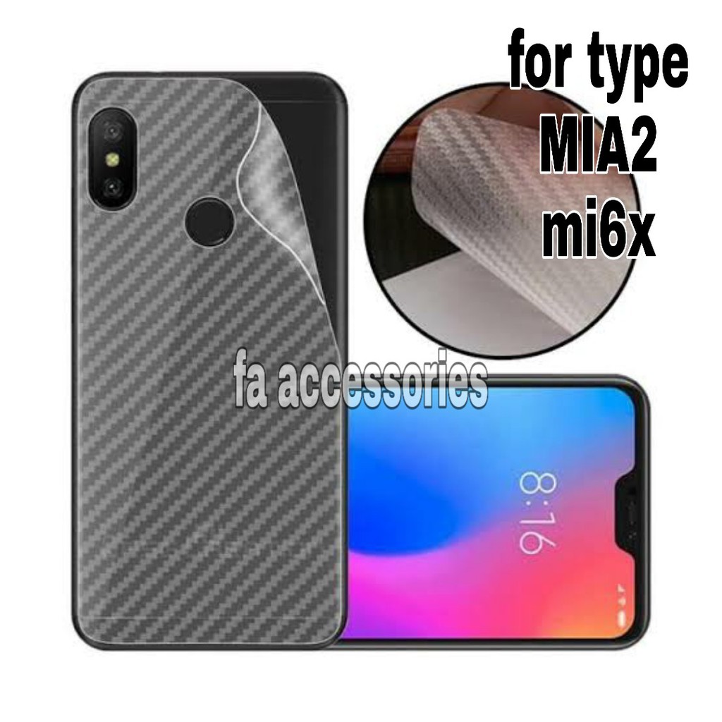 Skin Carbon XIAOMI mi A2 MIA2 mi6X 6x antigores belakang