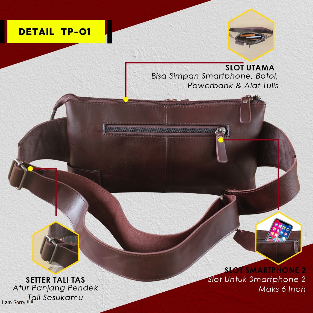 TAS KULIT PREMIUM TAS SELEMPANG SLINGBAG BAHAN KULIT SAPI ASLI 100% PREMIUM TP01