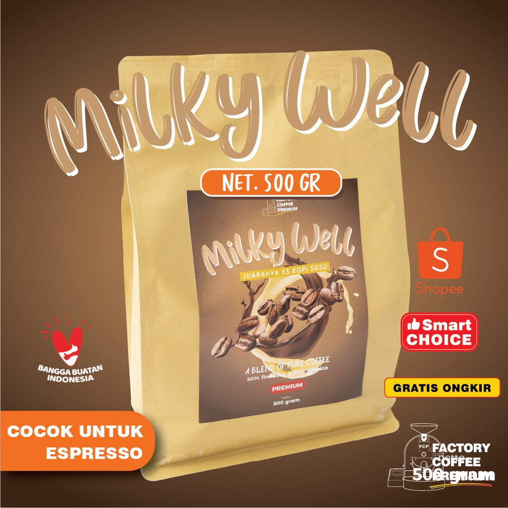 

500gr Biji Kopi Milky Well Blend 50/50 Harga Grosir - Beans