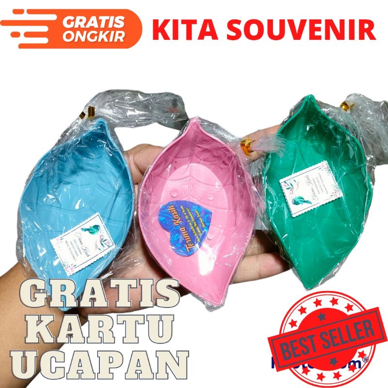 1 PACK 50 PCS souvenir pernikahan mangkok daun lokal kemas plastik GRATIS KARTU UCAPAN souvenir pern