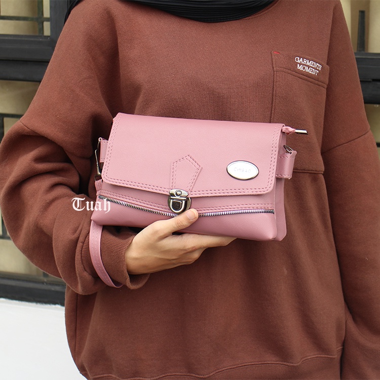 TUAH SLIMBAGS ( NEW / HARGA GROSIR ) Tas Clutch Dua Ruang Premium Series High quality IW 18 / Tas Selempang &amp; Jinjing Wanita / Dompet HP Dan Uang Wanita Terbaru Kekinian &amp; Terlaris