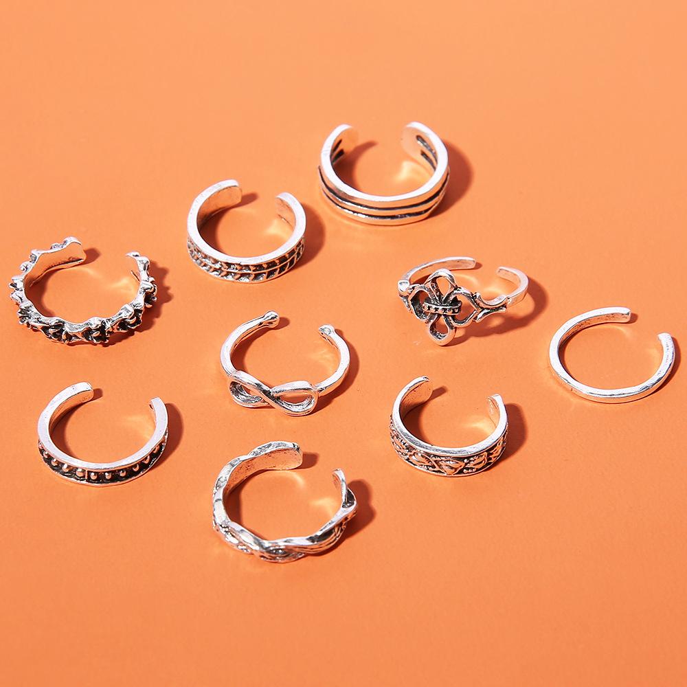 Preva 9 Pcs Kaki Jari Cincin Pantai Jantung Cincin Musim Panas Knuckle Ring