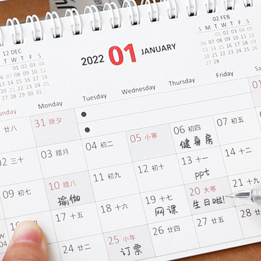 Lanfy Kalender Meja2022 Planner Aksesoris Kartun Perlengkapan Kantor2022Kalender Meja Mini Dual Jadwal Harian Table Planner Monthly Planner Table Calendar