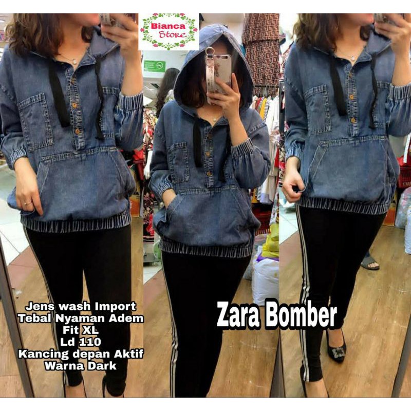 ZARA BOMBER - JAKET JEANS - JAKET DENIM - BOMBER WANITA