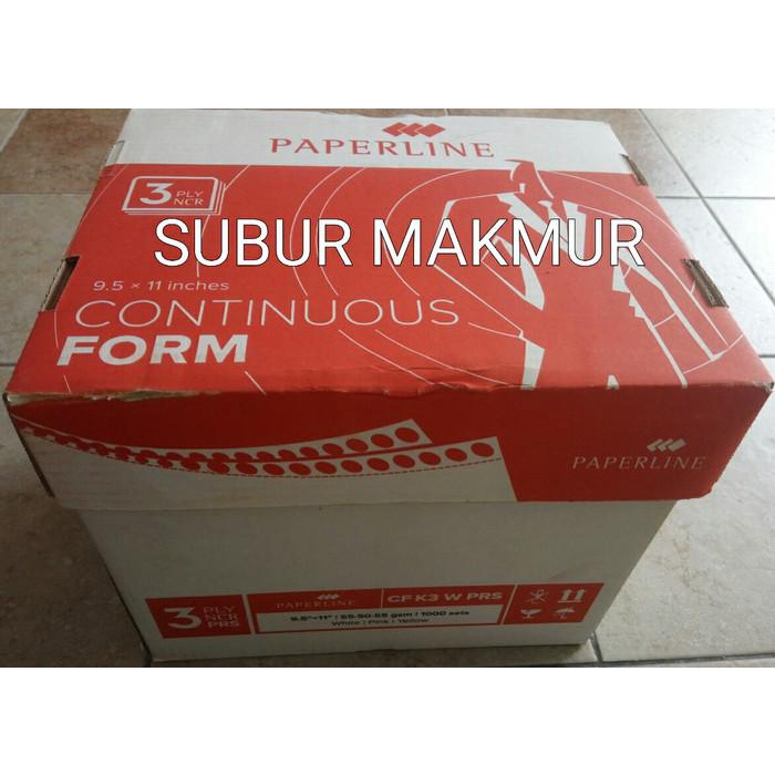 

Continous Form 9,5"X11" (K3/2 Prs) Rangkap 3 Sinar Dunia/Paperline