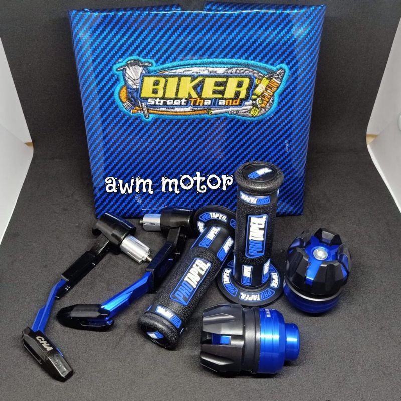 Paketan kulit jok karbon + proguard robot + jalu as roda + handgrip Protaper new universal