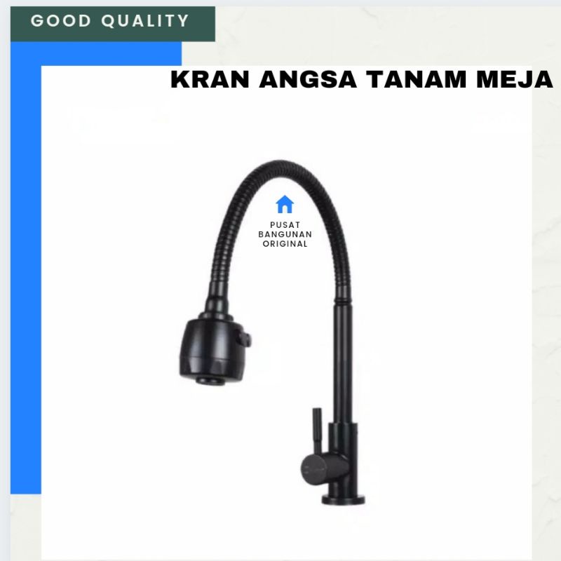 KRAN ANGSA DAPUR CUCI PIRING TANAM MEJA FLEKSIBEL HITAM KERAN DAPUR BLACK MODEL BANO