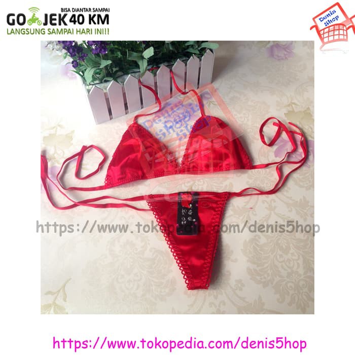 Bikini Set G String   Bra Shiny Woman   Hitam Diskon