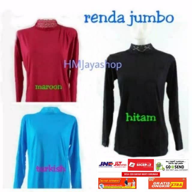 Manset Kaos Wanita Lengan Panjang Renda Jumbo