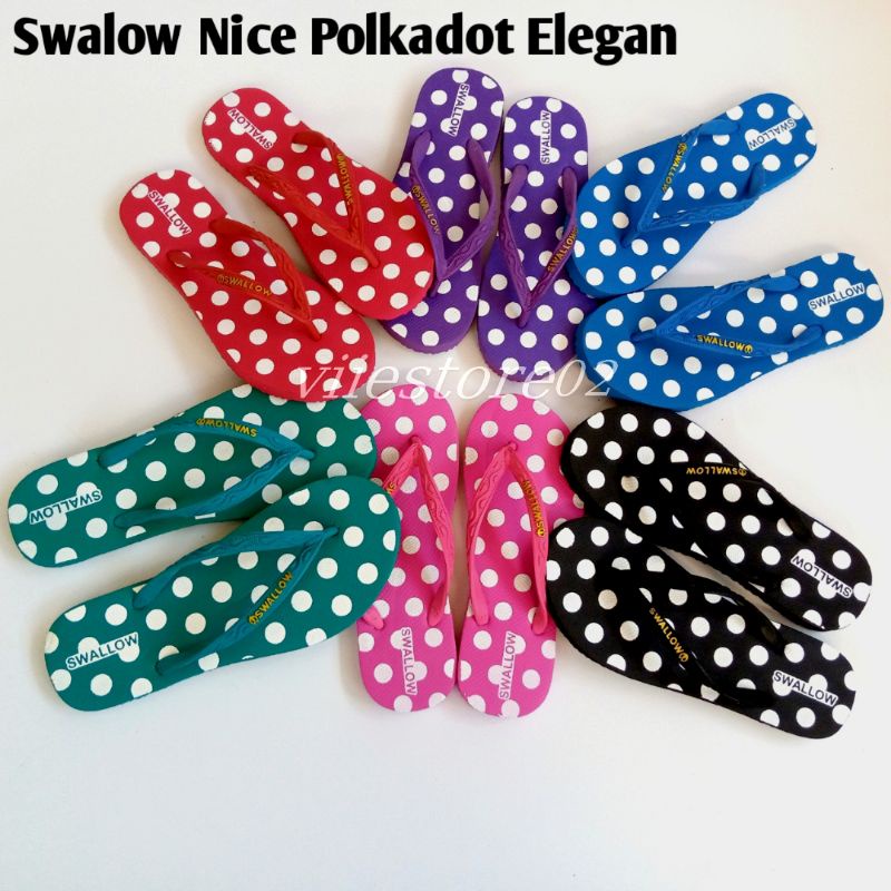 Sandal Jepit Swallow Wanita Original Nice Polkadot Elegan