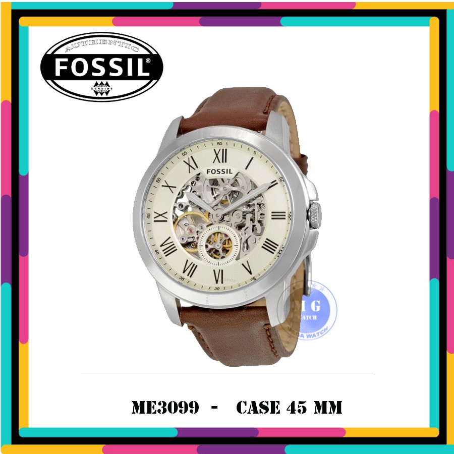 Jam Tangan Pria Fossil Original ME3099 Grant Beige Skeleton MURAH