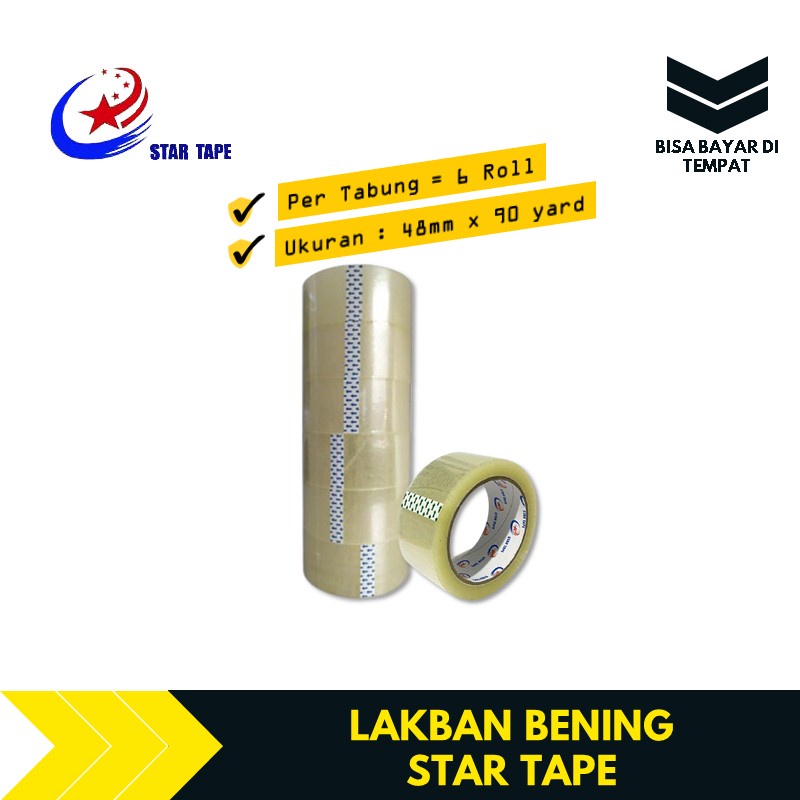 

Lakban Bening 2 Inch 90 Yard Per Tabung STAR TAPE TBMS656