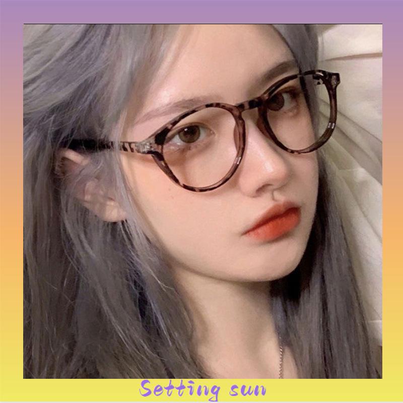 Kacamata Fashion Korea Bingkai Bulat Kacamata Anti Cahaya Biru untuk Wanita Pria Kacamata Tren TN