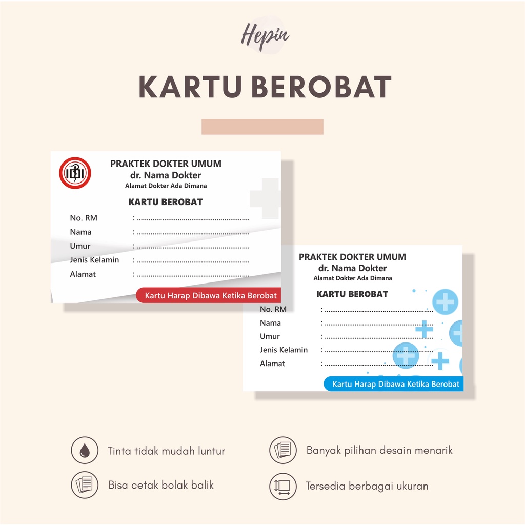 

Cetak kartu BEROBAT/kartu kunjungan pasien/kartu pasien