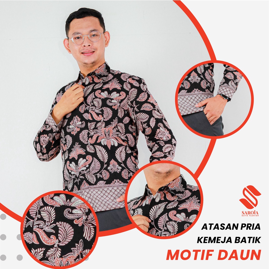 Saroja (334) Kemeja Batik Pria - Motif Daun