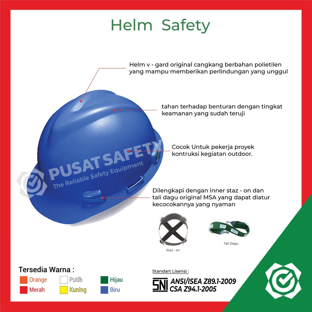 Helm Proyek Kerja Safety MSA V-Gard Original