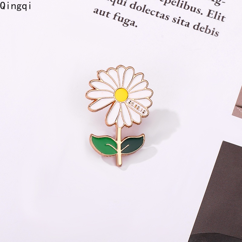 Bros Pin Enamel Bentuk Bunga Matahari Warna Putih Untuk Hadiah