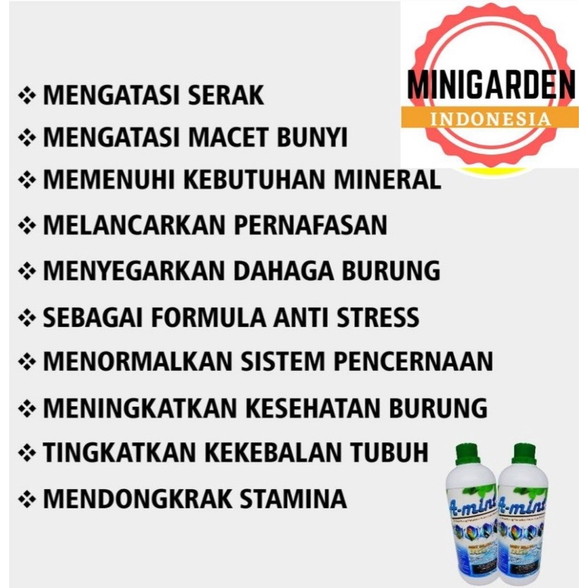 AIR MINUM BURUNG AMINT WATER 1LITER minuman murai lovebird kenari