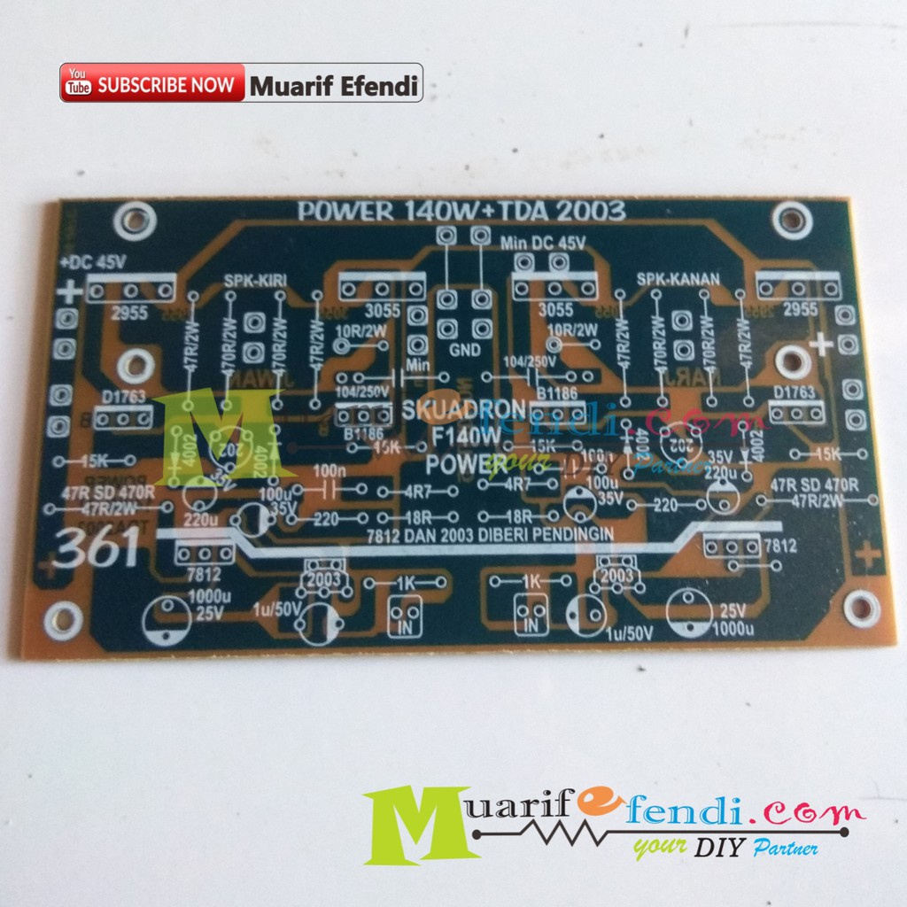 PCB Power Amplifier 140watt dengan IC TDA2003 361 SKUADRON