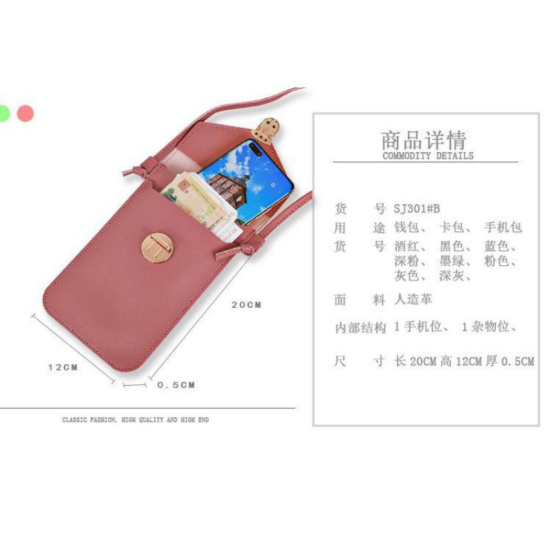 Tas Selempang Wanita Omegos Kulit PU Dompet Wanita Dompet HP Dompet Impor DCW 33