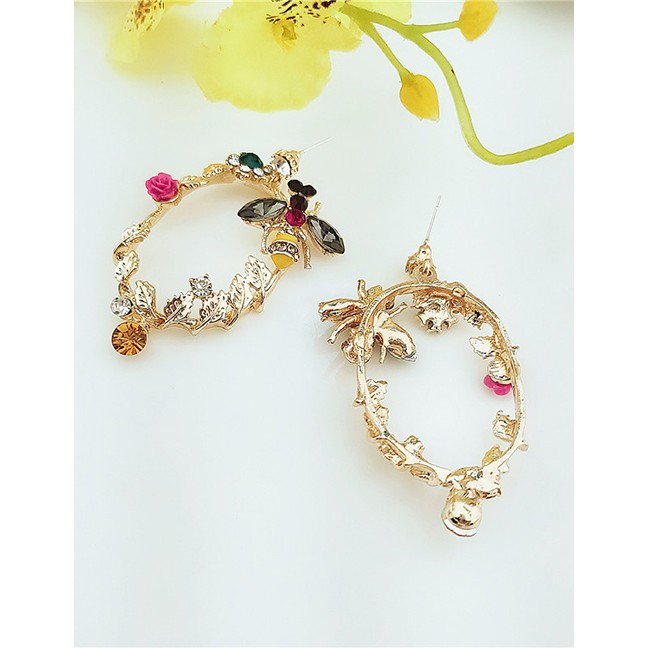 LRC Anting Tusuk Fashion Yellow Garland Earrings F61256