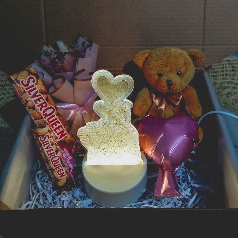 box of happiness - chocolate series / gift box hampers coklat silverqueen, ferrero rocher, kado lampu LED free kartu ucapan + bubble wrap