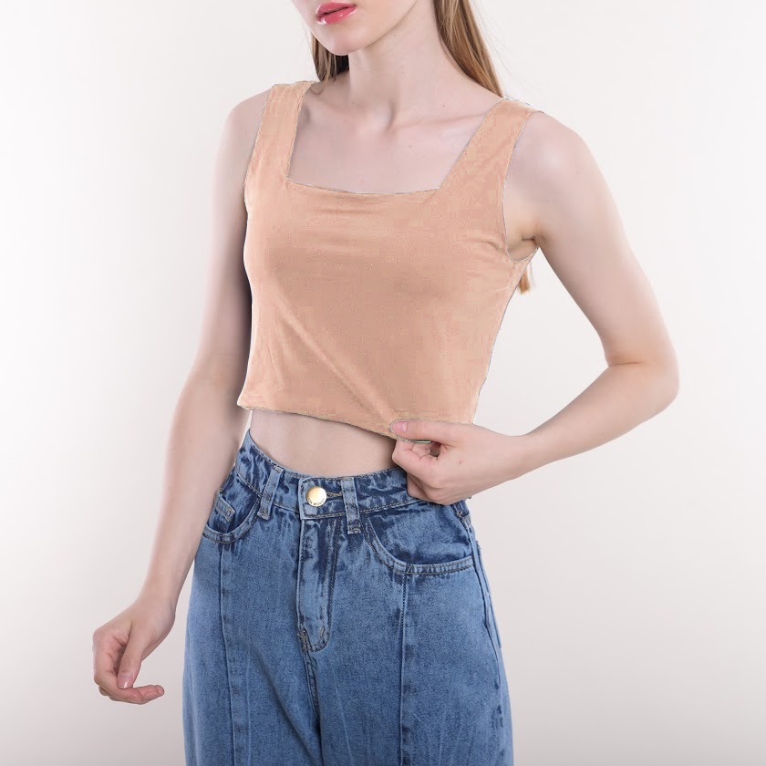 ADA - Tank Top Janice Basic Square Stretch Comfy-Cream