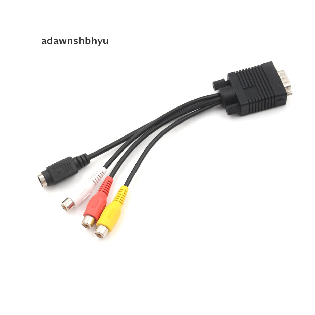 Adawnshbhyu 1pcs Kabel Video Laptop PC HDTV Konektor VGA Male to S-Video Konverter Jack Rca3