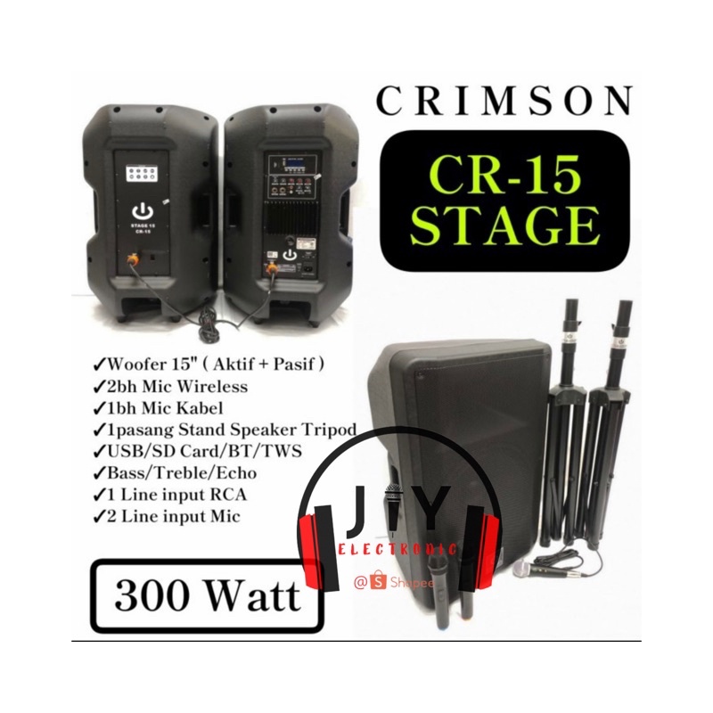 Paket Speaker Aktif Pasif Crimson 15 inch Stage