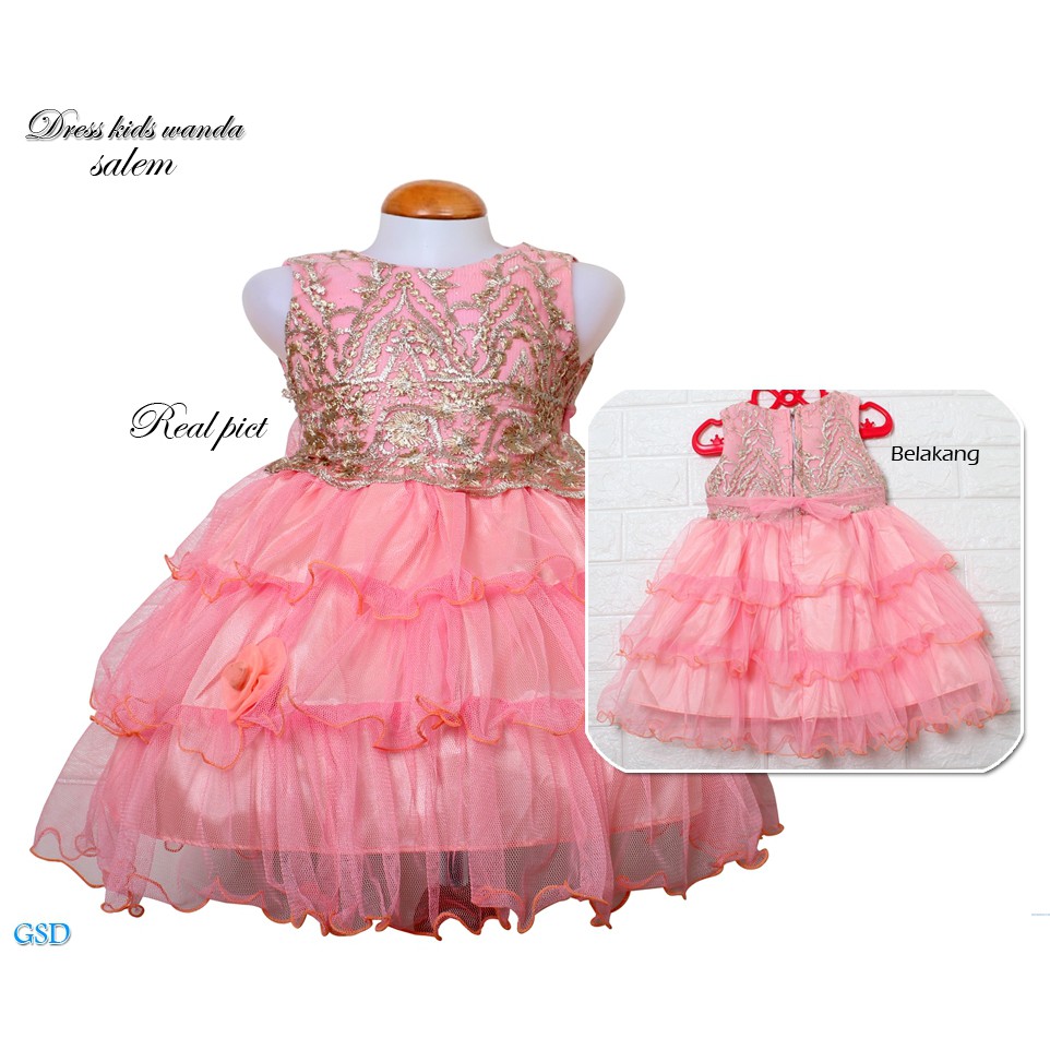 Dress Kids Wanda/Dress Princess Anak Bayi 1-3th/Baju Terusan Dress Pesta Anak Murah/Casual Dress Ana