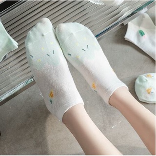 DF KK207 Kaos Kaki Wanita Pendek Ice Cream Sarung Kaki Unisex Semata Kaki Warna Hijau Motif Es Krim Ankle Socks Korean