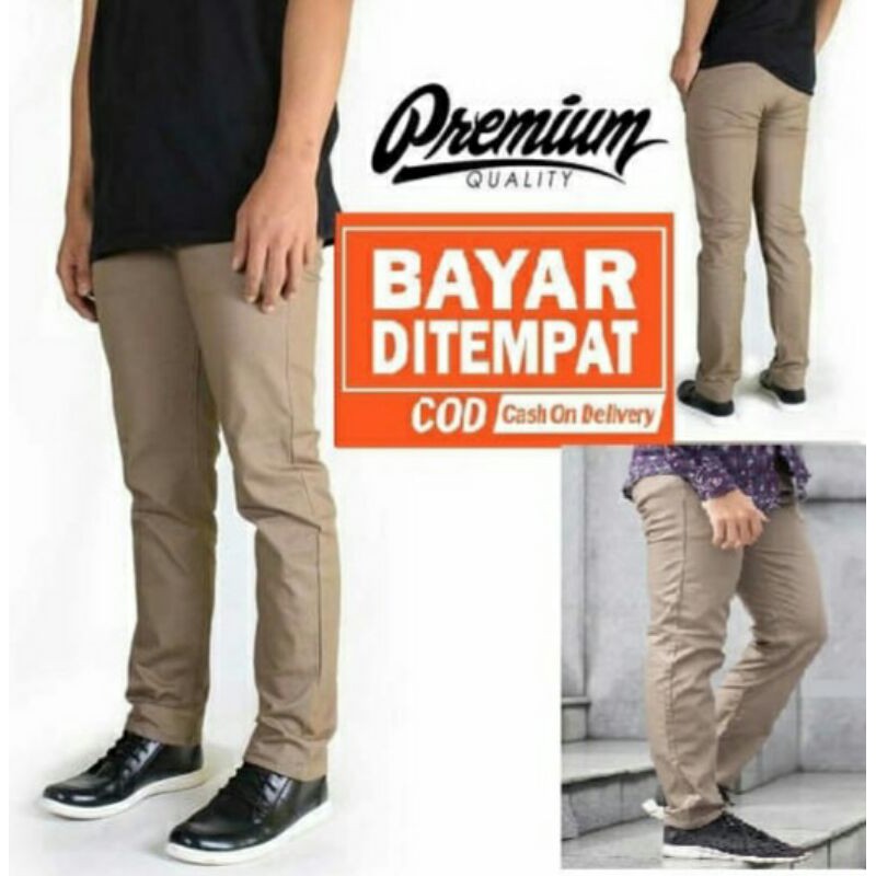 Chino pants original celana panjang pria bahan katun street laki lak Clana Chinos cowok casual