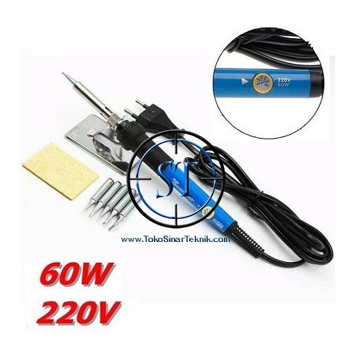 Solder Electric Setelan Suhu 60W 450 Derajat Soldering Iron Adjustable 60 watt Temperature Set Dudukan plus Mata Solder Set