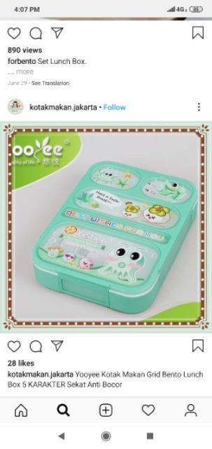 Lunch Box Yooyee Grid Sekat 5 Karakter / Tempat Makan Yooyee Anti Tumpah