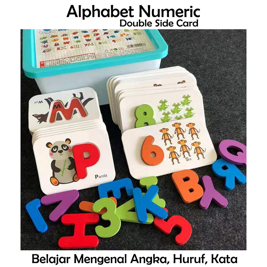 Mainan Edukasi Edukit Toys flashcard Belajar Bermain Abjad Angkat Kartu Flash Alfabet Numeric Puzzle